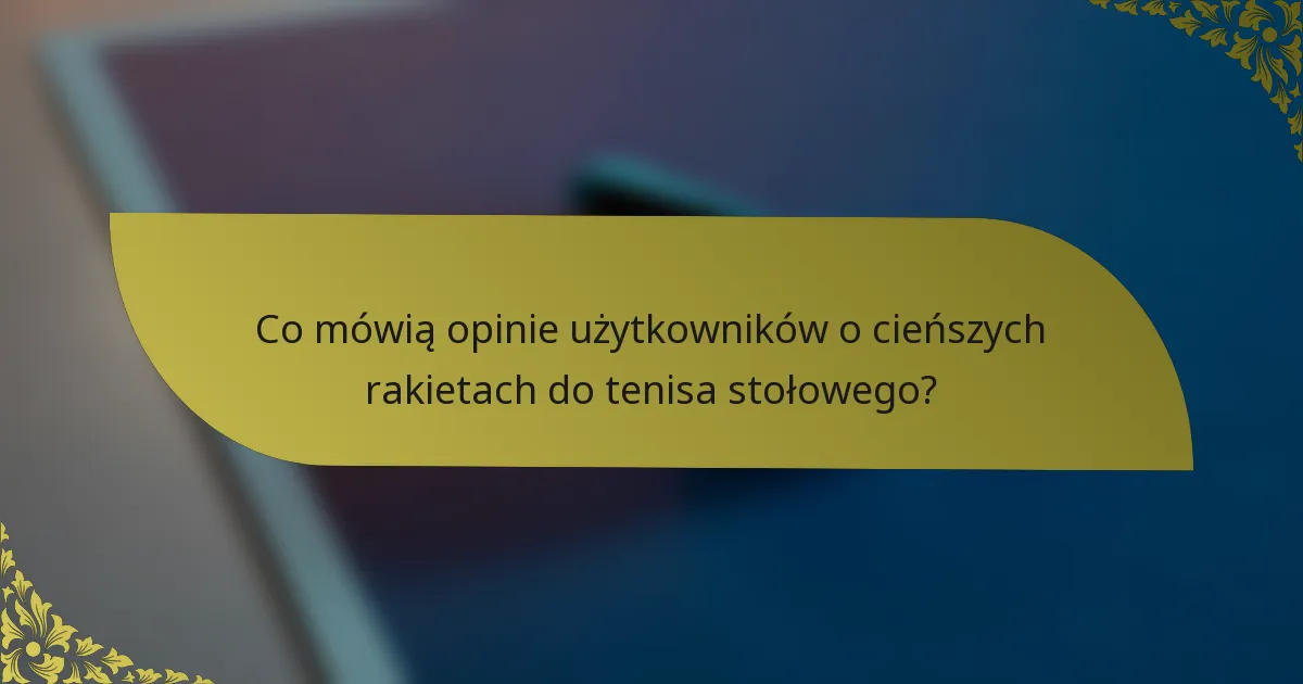 Co mówią opinie użytkowników o cieńszych rakietach do tenisa stołowego?