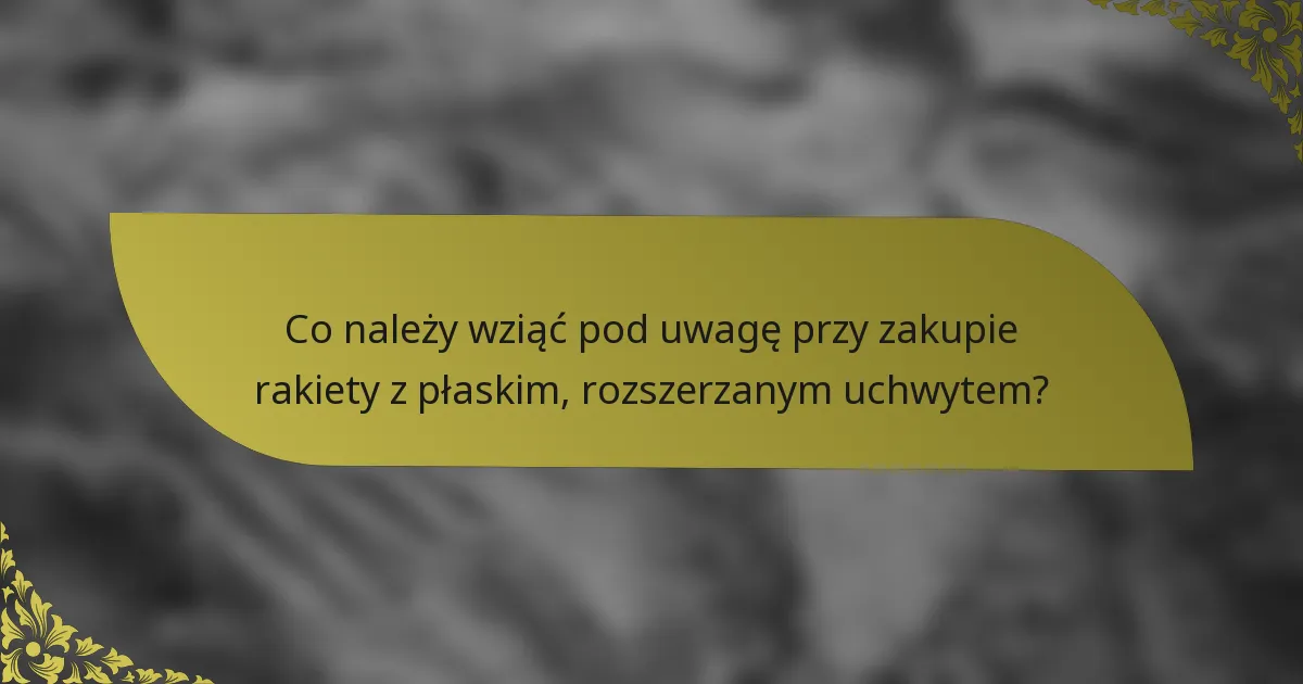 Co należy wziąć pod uwagę przy zakupie rakiety z płaskim, rozszerzanym uchwytem?