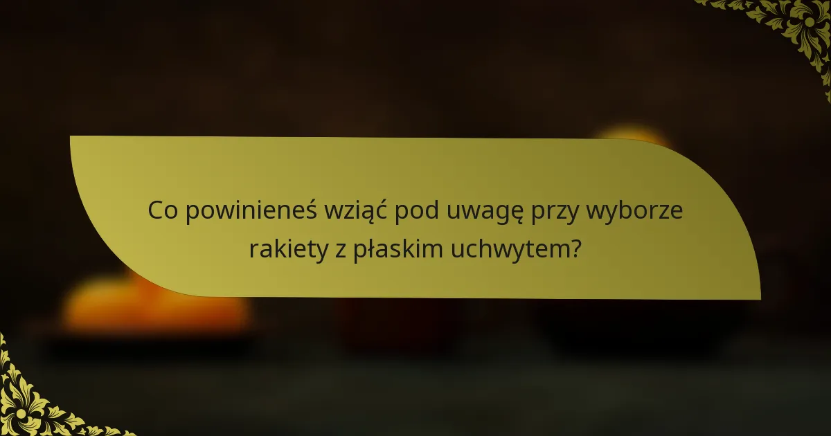 Co powinieneś wziąć pod uwagę przy wyborze rakiety z płaskim uchwytem?