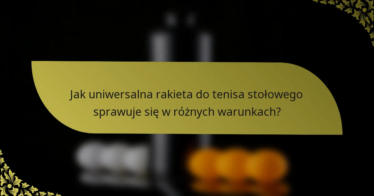 Jak uniwersalna rakieta do tenisa stołowego sprawuje się w różnych warunkach?