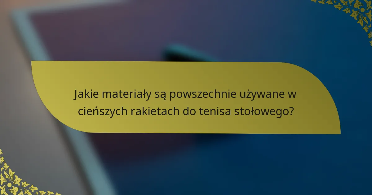 Jakie materiały są powszechnie używane w cieńszych rakietach do tenisa stołowego?